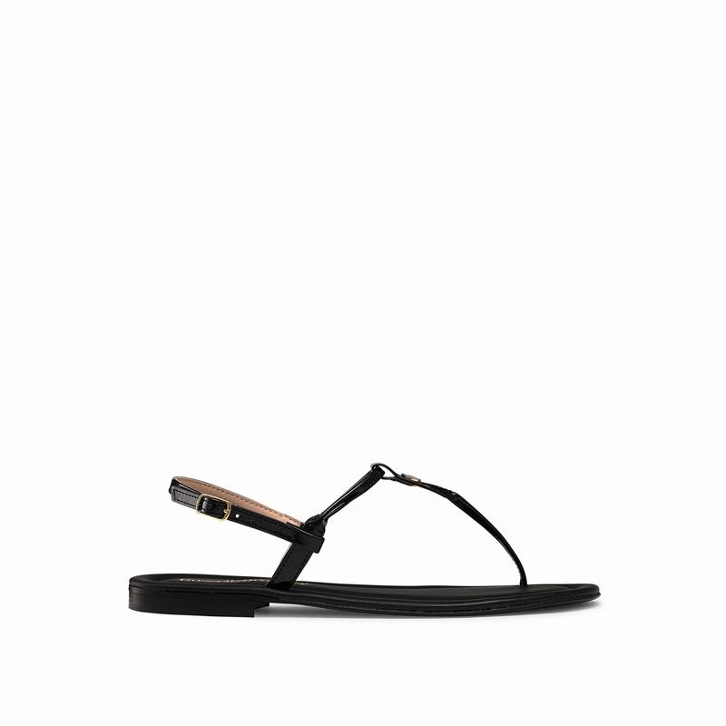 Russell & Bromley Thongbird Womens Flat Sandals Black |BMU8034HW|